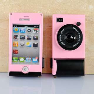 Lastest Camera Style iCamera hard Case icam for iPhone 4 4s Pink 0454 