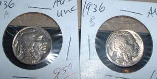 Buffalo Nickels   4 coins dated 1936AU grade  B  