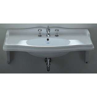 Whitehaus Collection China Wall Mount Rectangular Bathroom Sink with 