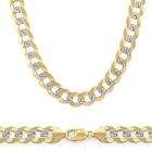 Showman Jewels Two Tone Solid 14k Gold Pave Cuban Chain Necklace 6mm 