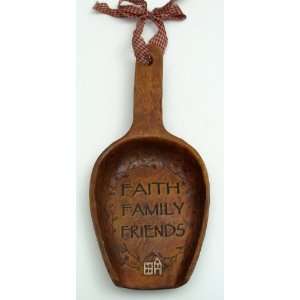  Americana Wood look Spoon Plaque Faith Family Friends 