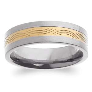  Jewelry Mens Titanium Engraved Two Tone Pattern Band   Personalized 