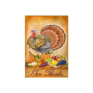  Thanksgiving Give Thanks Turkey Large House Flag Patio 