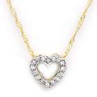 luxury lane 14k yellow gold diamond heart pendant with chain