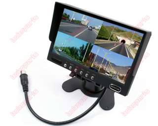 CAR 7 INCH TFT LCD VEHICLE TRUCK COLOR QUAD MONITOR 4 CH VIDEO INPUT 