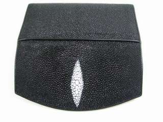 Genuine Black Stingray Skin Leather Clutch Purse Wallet  