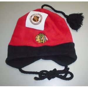  Chicago Blackhawks Fleece Hat with Braids & Tassel By Drew 
