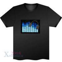 Black Sound Music Activated EL Equalizer LED T Shirt Disc Bar DJ 