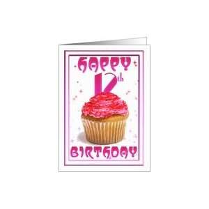    12th Birthday, cake stars pink, cup cake Card: Toys & Games