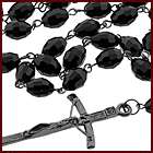   PVD Stainless Steel Mens Bead Rosary Chain Necklace 20 Inches  