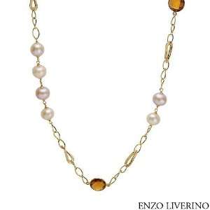  ENZO LIVERINO 18K Yellow Gold Pearl and 38.5 CTW Citrine 