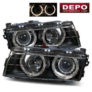  : 99 01 BMW E38 Halo Projector Headlights   Black by DEPO: Automotive