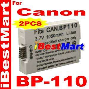 2x Camera BATTERY FOR CANON BP 110 BP110 HF R206 R21 R20 R200 R28 R208 