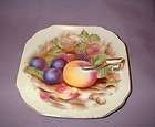   OCCUPIED JAPAN HANDLED NAPPY DISH ~ PLUMS PEACHES RASPBERRIES ~ VGC