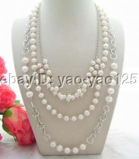 Stunning! 3Strds 10mm White Pearl Necklace  