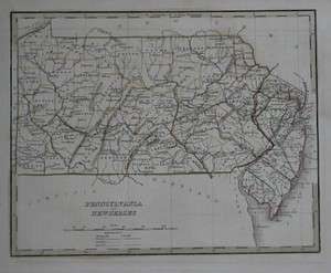   Morris Canal Map NEW JERSEY PENNSYLVANIA Bradford Delaware Raritan