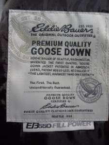 NWT Eddie Bauer 2012 Womens Essential Down Duffle Coat 550 FP Black 
