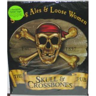 Pirate Theme Skull & Crossbones Pub Tin Sign Repro VT  