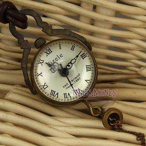 Vintage Pocket Watch Mehcanical Glass Ball Leather FOB  