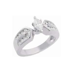    14K White Gold Diamond Marquise Engagement Ring 0.80 TCW: Jewelry
