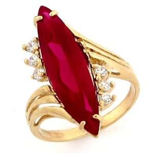    10k Yellow Gold Synthetic Ruby July Birthstone CZ Ring Jewelry