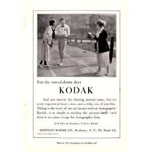  1920 Ad Kodak Camera Tennis Court Original Vintage Print Ad 