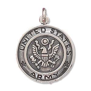 925 Sterling Silver US Army Medal Necklace Pendant  