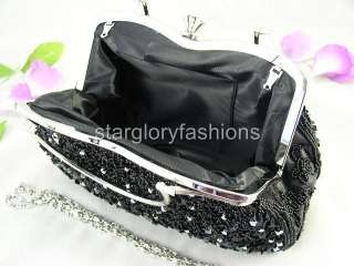 Fully Beaded Sequined Frame Rhinestone Purse 6 Colors  