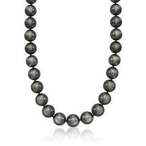   Black Tahitian Pearl Necklace, 14kt White Gold Clasp. 18 Jewelry