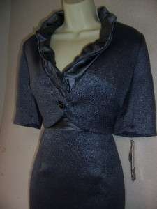   Mother Bride Steel Gray Silk Bolaro Jacket Dress Suit 8 NWT  