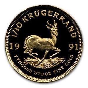  1991 1/10 oz Proof Gold South African Krugerrand 