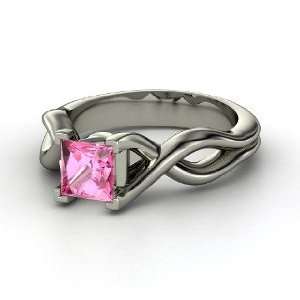  Twist Ring, Princess Pink Sapphire Platinum Ring: Jewelry