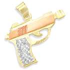 Showman Jewels 14k Yellow White n Rose Gold Machine Gun Pendant Charm 