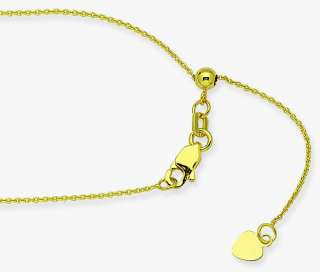Solid Adjustable Cable Chain 14K Yellow Gold 22 0.8mm  