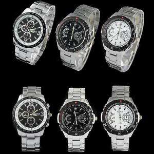 Luxury Fashion Popular Mens Stainless Steel Quartz Wrist Watch 