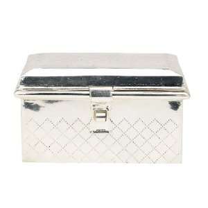   Dahl Medium Silver Box with Lid in Harlequin Pattern