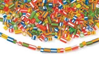 50 Colorful Striped Straw Beads Plastic Kids Crafts Fun  