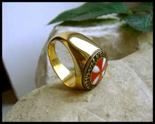 AJS © KNIGHTS TEMPLAR GOLD RING SURGICAL STEEL   D65G  