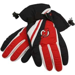    New Jersey Devils Red Black Nylon Ski Gloves