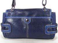 Ladies Franco Sarto Blue Pebbled Leather Purse Handbag Nice!  