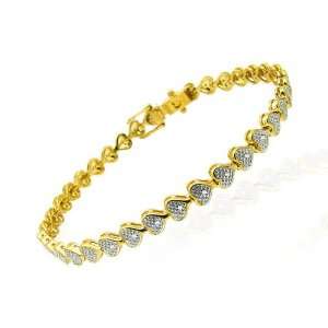  9ct Yellow Gold Diamond Heart Bracelet Jewelry