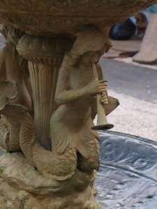 Large Verdigris Bronze Garden Water Fountain   Cherubs Mermaids 