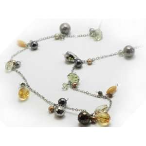  Alex Carol 38 Chain Necklace with Hematite & Amber Glass 