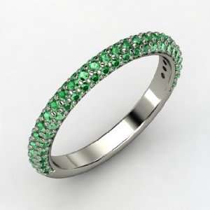  Slim Pave Band, Palladium Ring with Emerald Jewelry