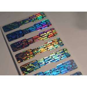   100 SILVER DOGBONE DUMBELL HOLOGRAM LABELS STICKERS