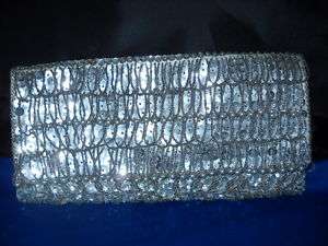 Beaded silver and pearl sequin purse bag VINTAGE clutch  
