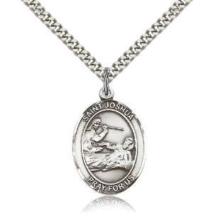 St. Saint Joshua Medal Pendant 1 x 3/4 Inches 7059SS  Comes With a 24 