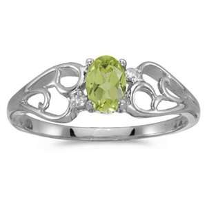   White Gold August Birthstone Oval Peridot And Diamond Ring Jewelry