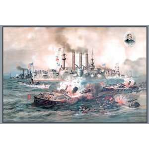  Naval Battle, Santiago by Werner Plank 18x12