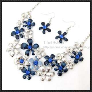 Sets Wholesale Silver Plated Flower Tibetan Fashional Necklace 